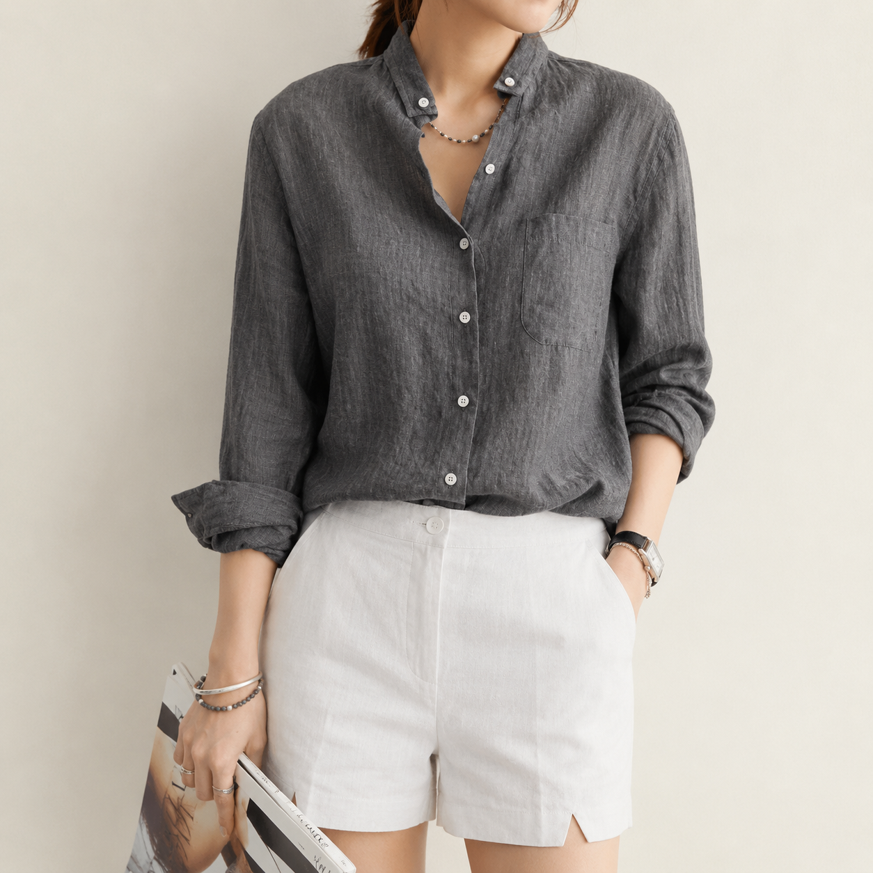 Chemise légère coton et lin