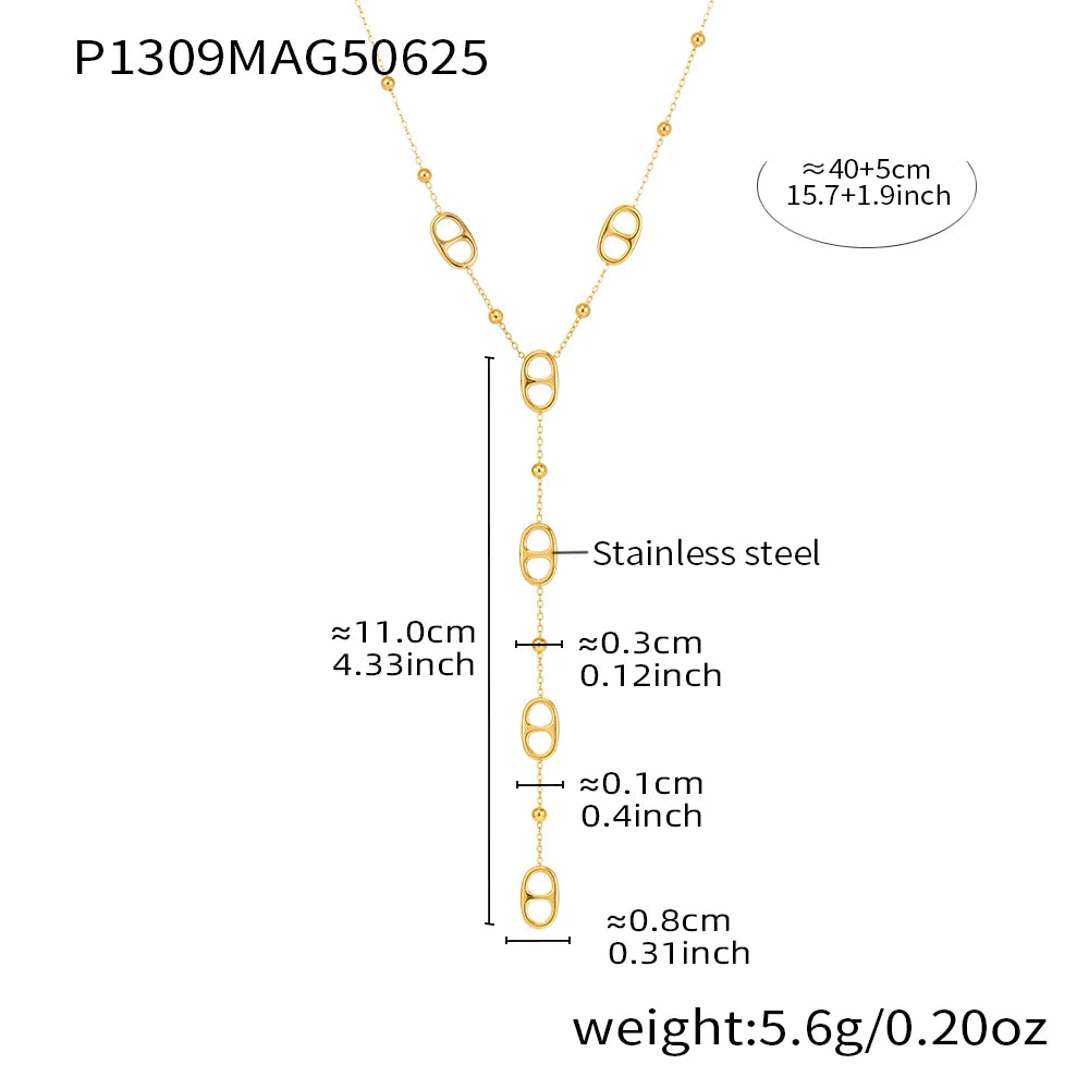 Collier long à motifs ovales