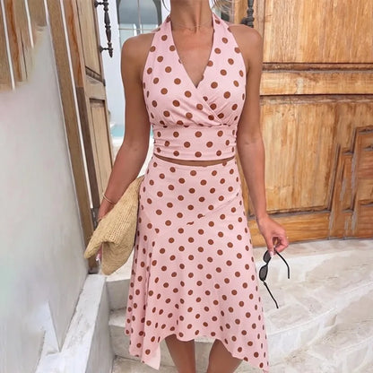 Ensemble jupe et top à pois