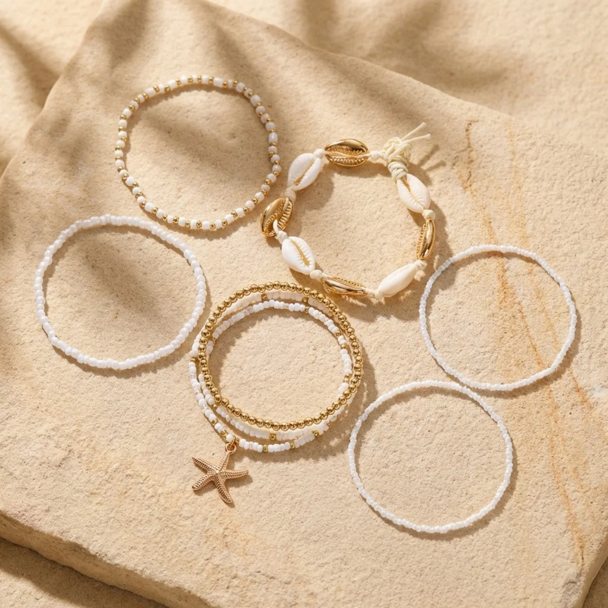 Ensemble de bracelets de cheville coquillages