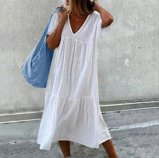 Robe simple à col en V