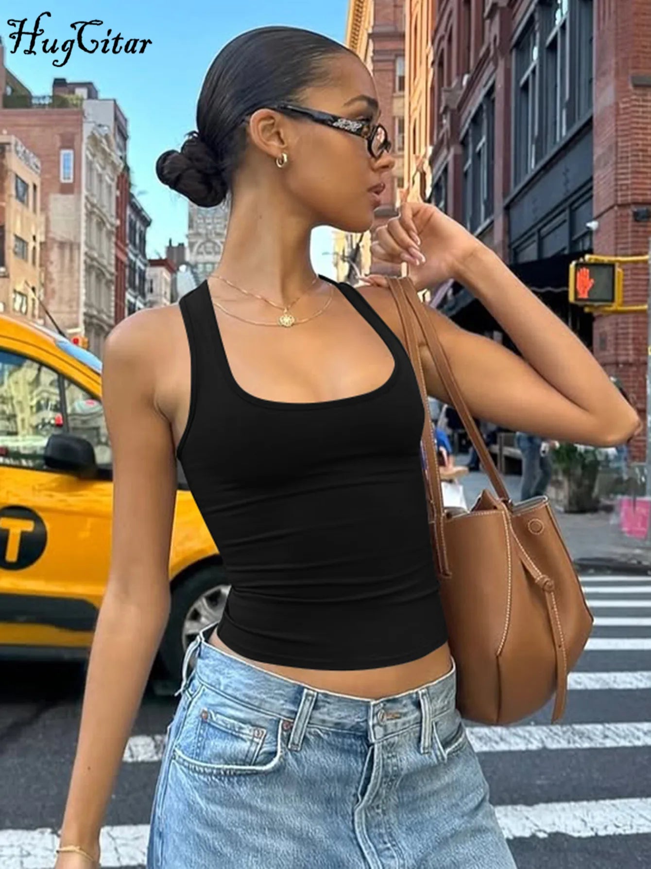 Crop top débardeur moulant uni
