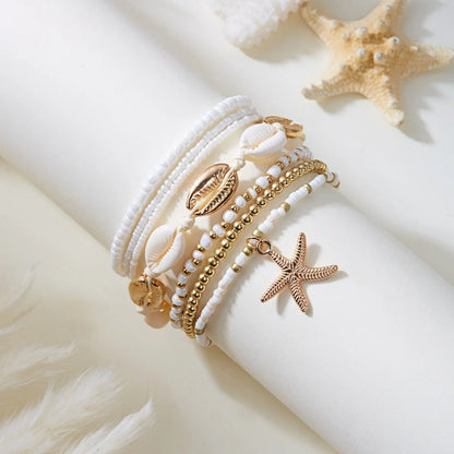 Ensemble de bracelets de cheville coquillages