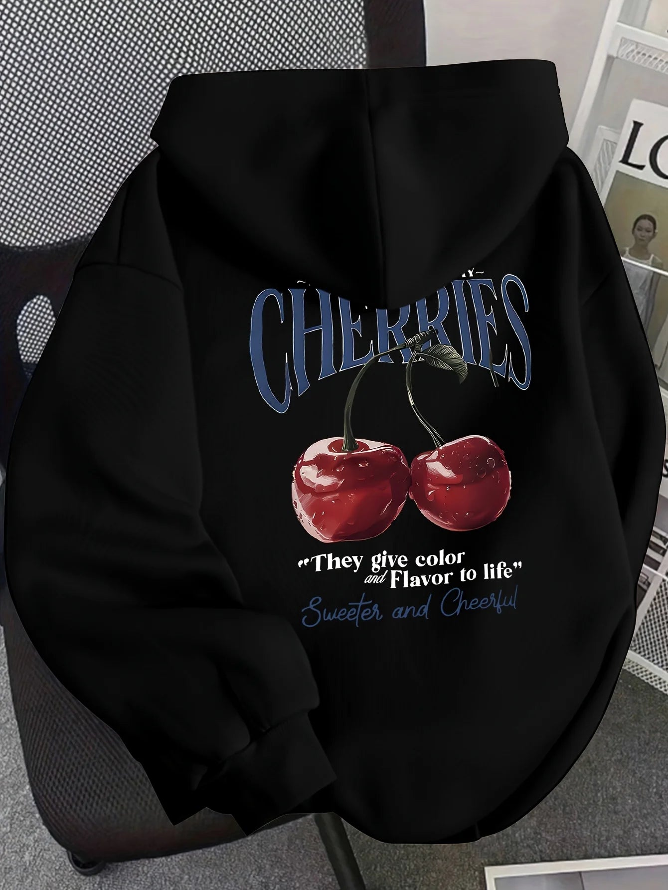 Sweat à capuche imprimé cerises