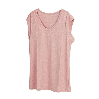 T-shirt uni à col en V