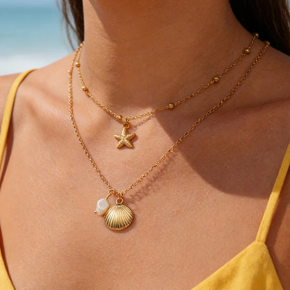 Double collier coquillages