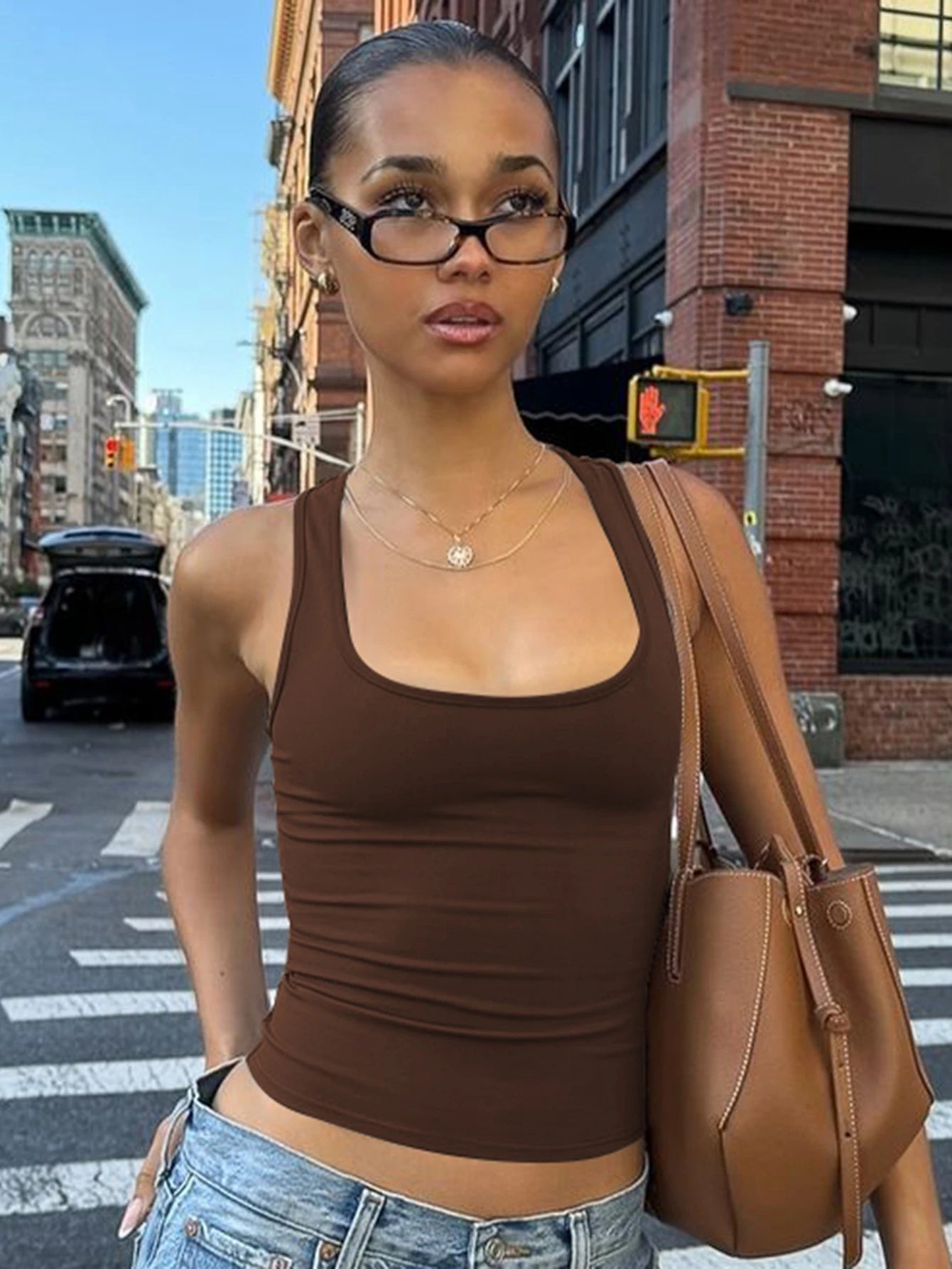 Crop top débardeur moulant uni