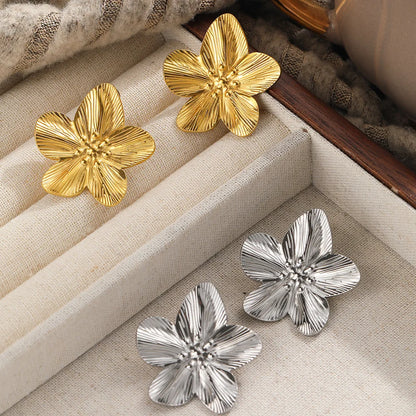 Boucles d'oreilles métalliques fleuries