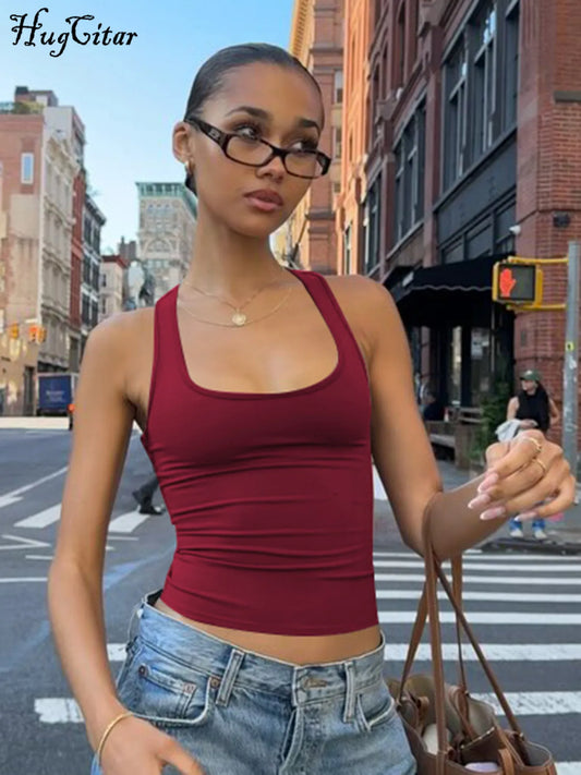 Crop top débardeur moulant uni