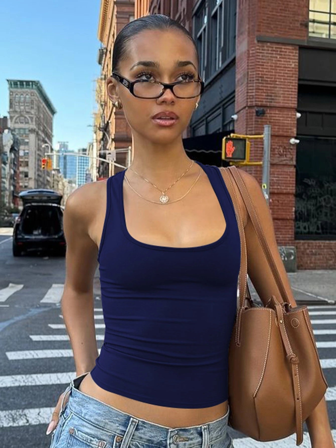 Crop top débardeur moulant uni