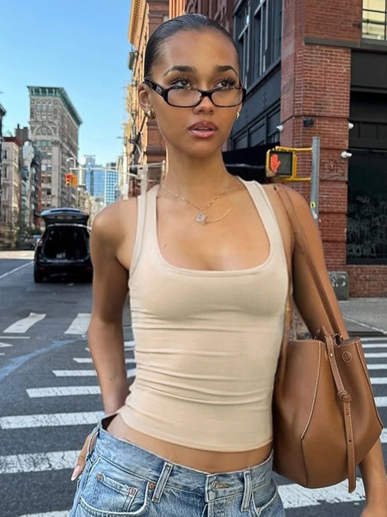 Crop top débardeur moulant uni
