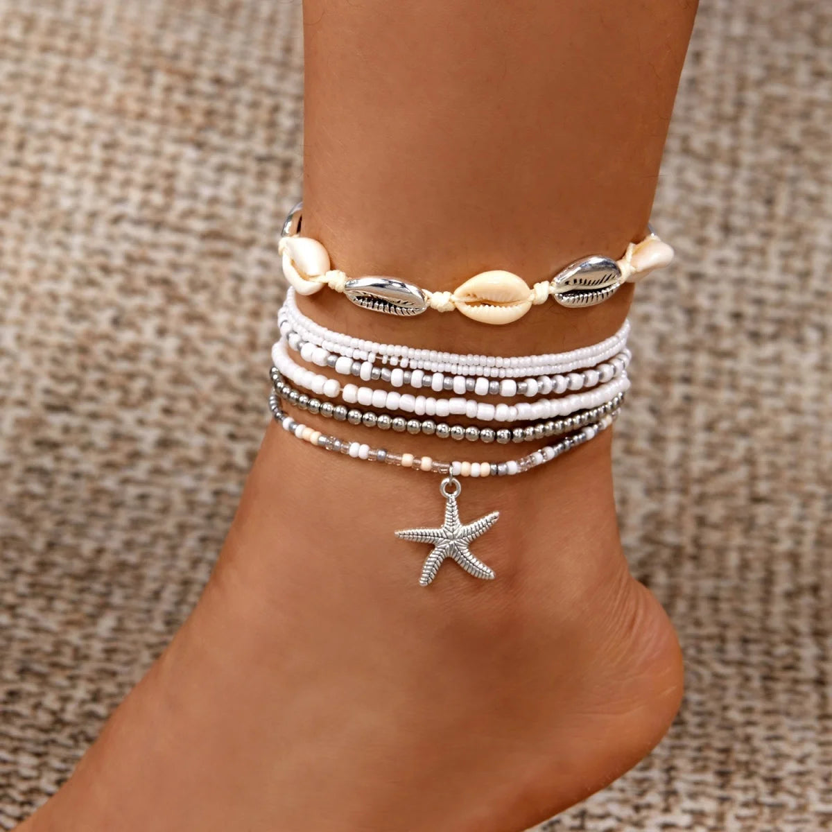 Ensemble de bracelets de cheville coquillages
