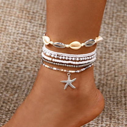 Ensemble de bracelets de cheville coquillages