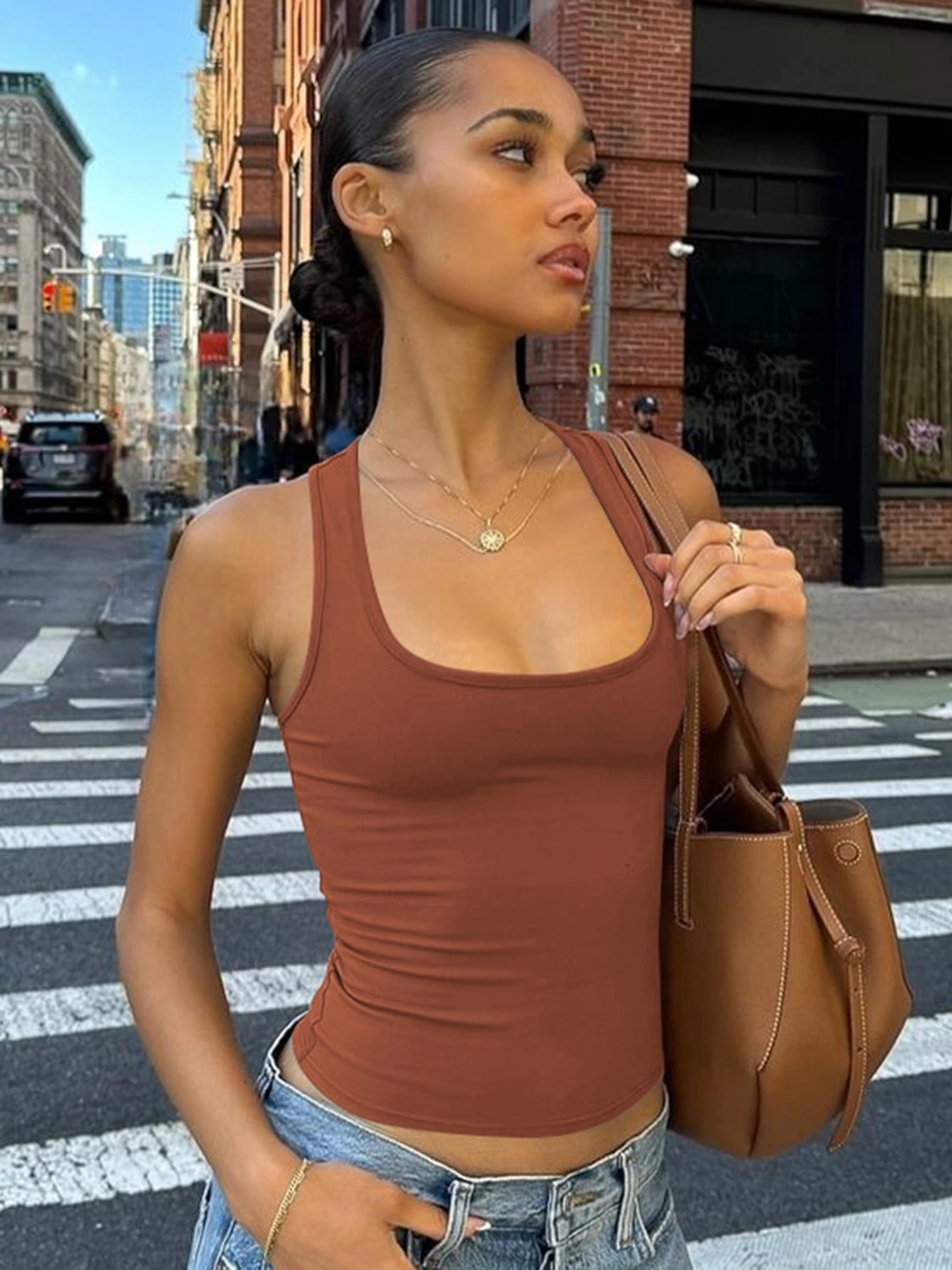 Crop top débardeur moulant uni