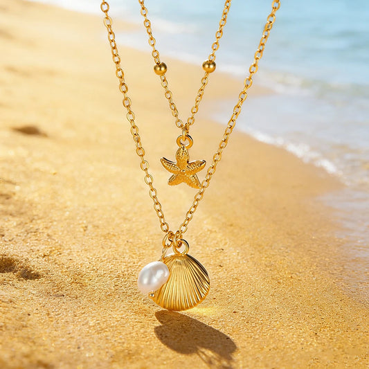 Double collier coquillages