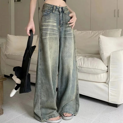 Jean large retro délavé