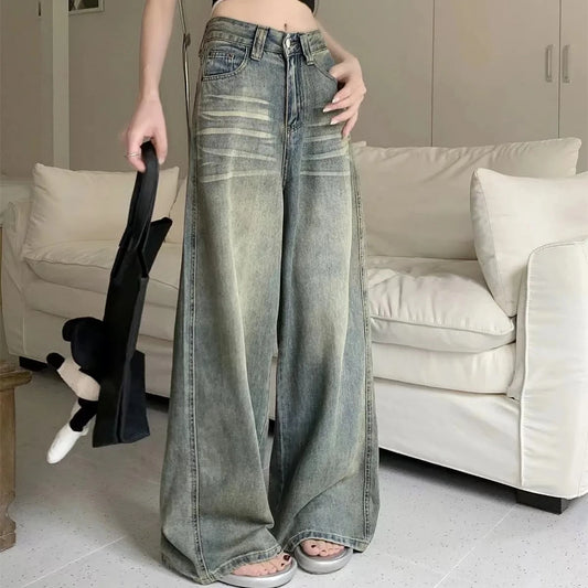 Jean large retro délavé
