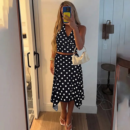Ensemble jupe et top à pois