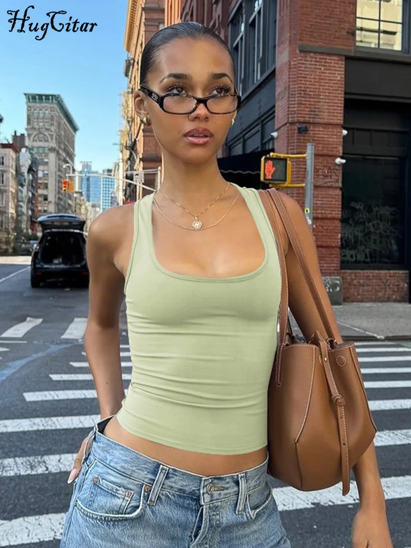 Crop top débardeur moulant uni