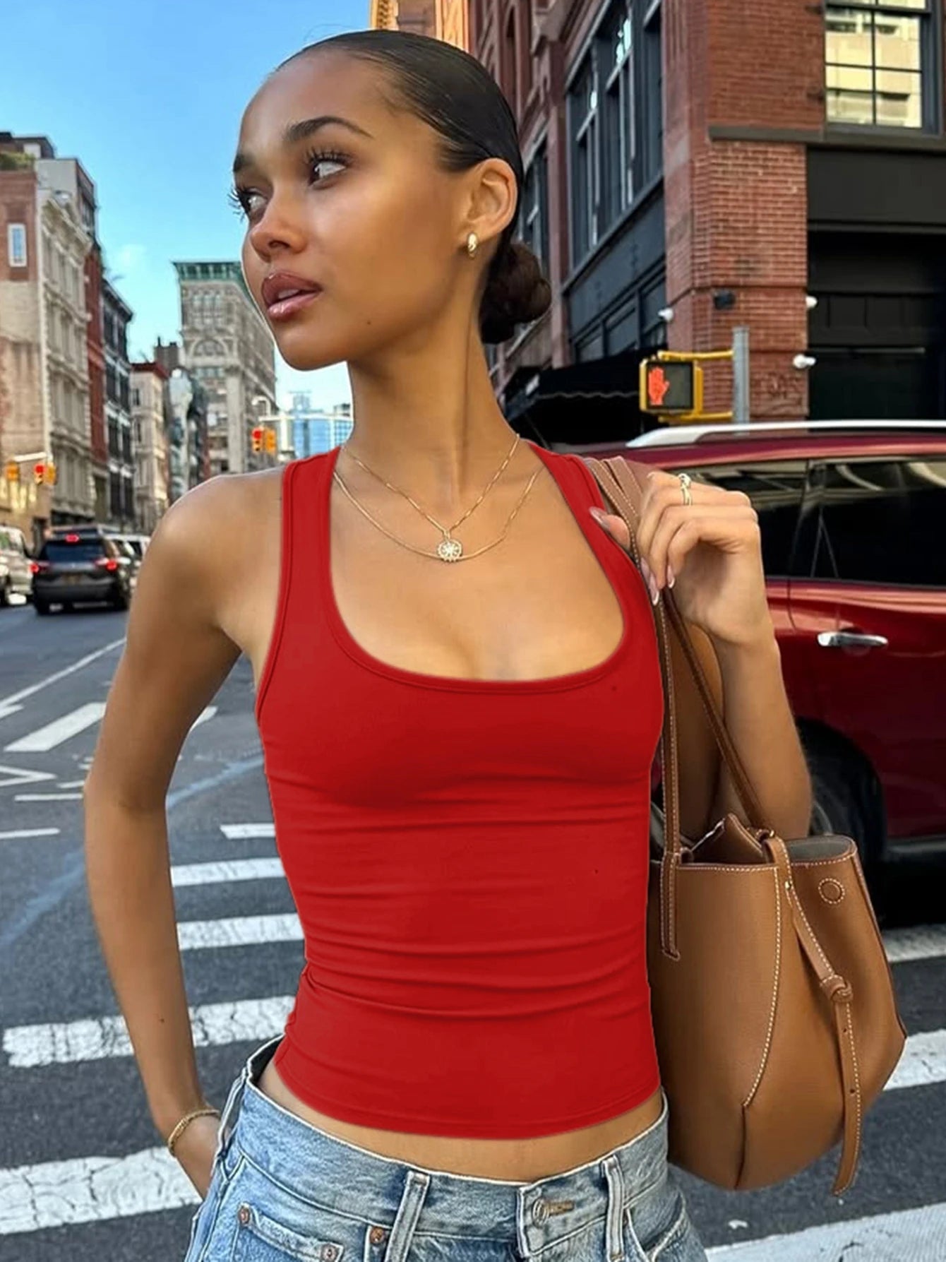 Crop top débardeur moulant uni