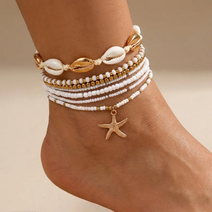 Ensemble de bracelets de cheville coquillages