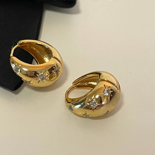 Boucles d'oreilles anneau étoilées