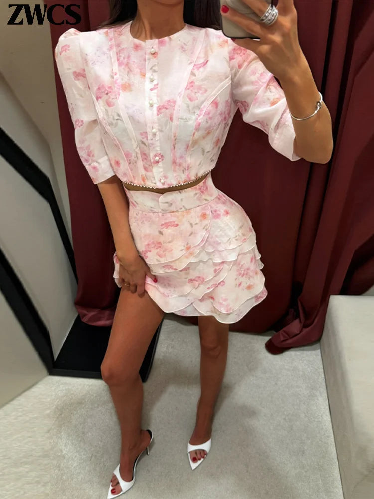 Robe courte légère à motifs