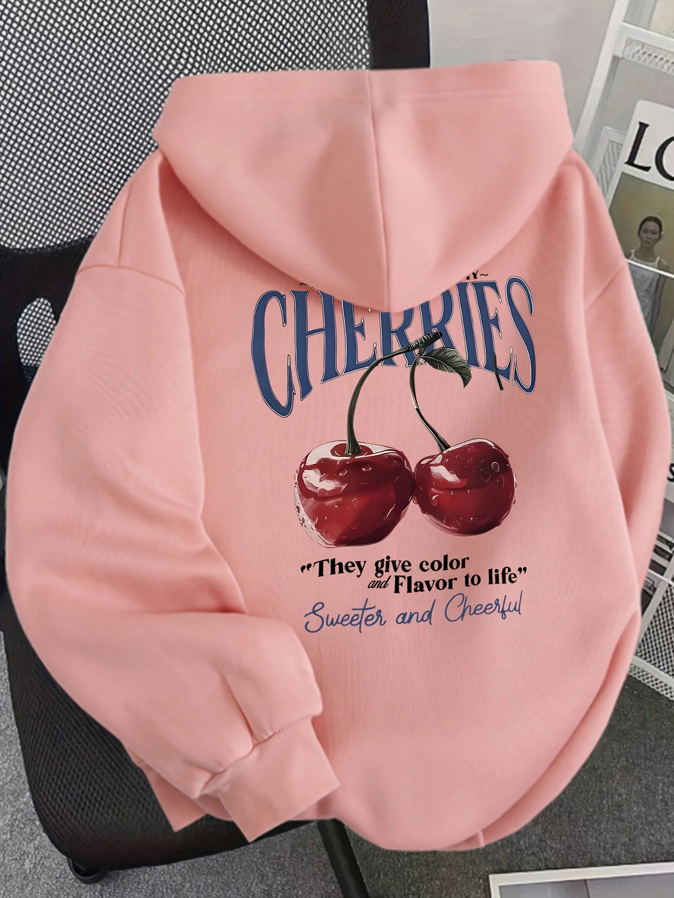Sweat à capuche imprimé cerises