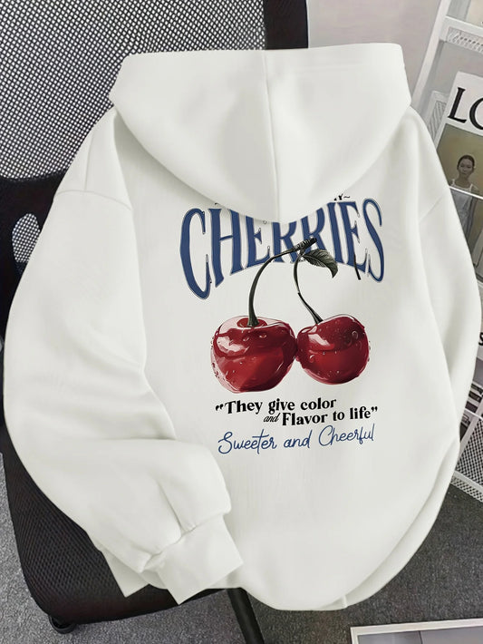 Sweat à capuche imprimé cerises