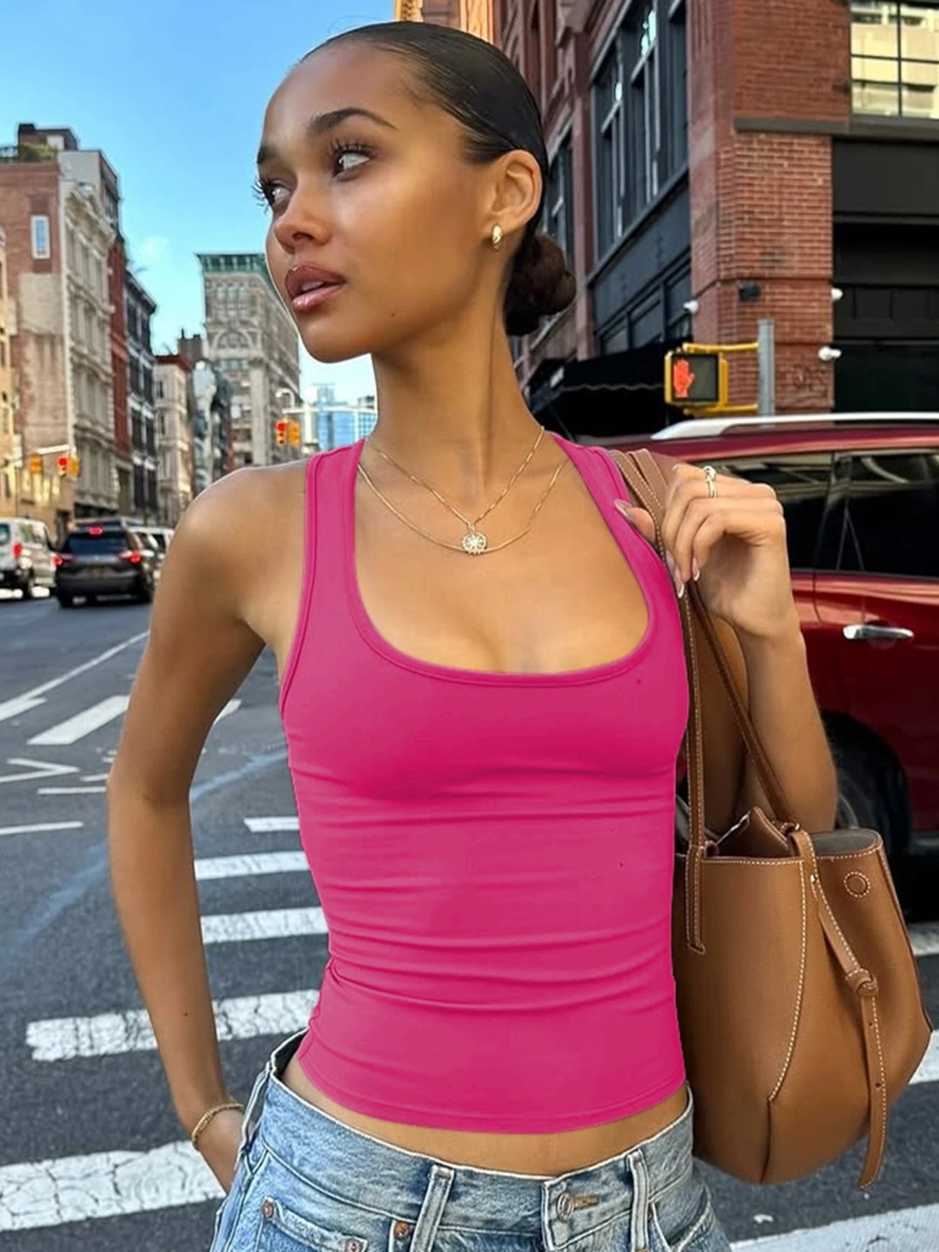 Crop top débardeur moulant uni