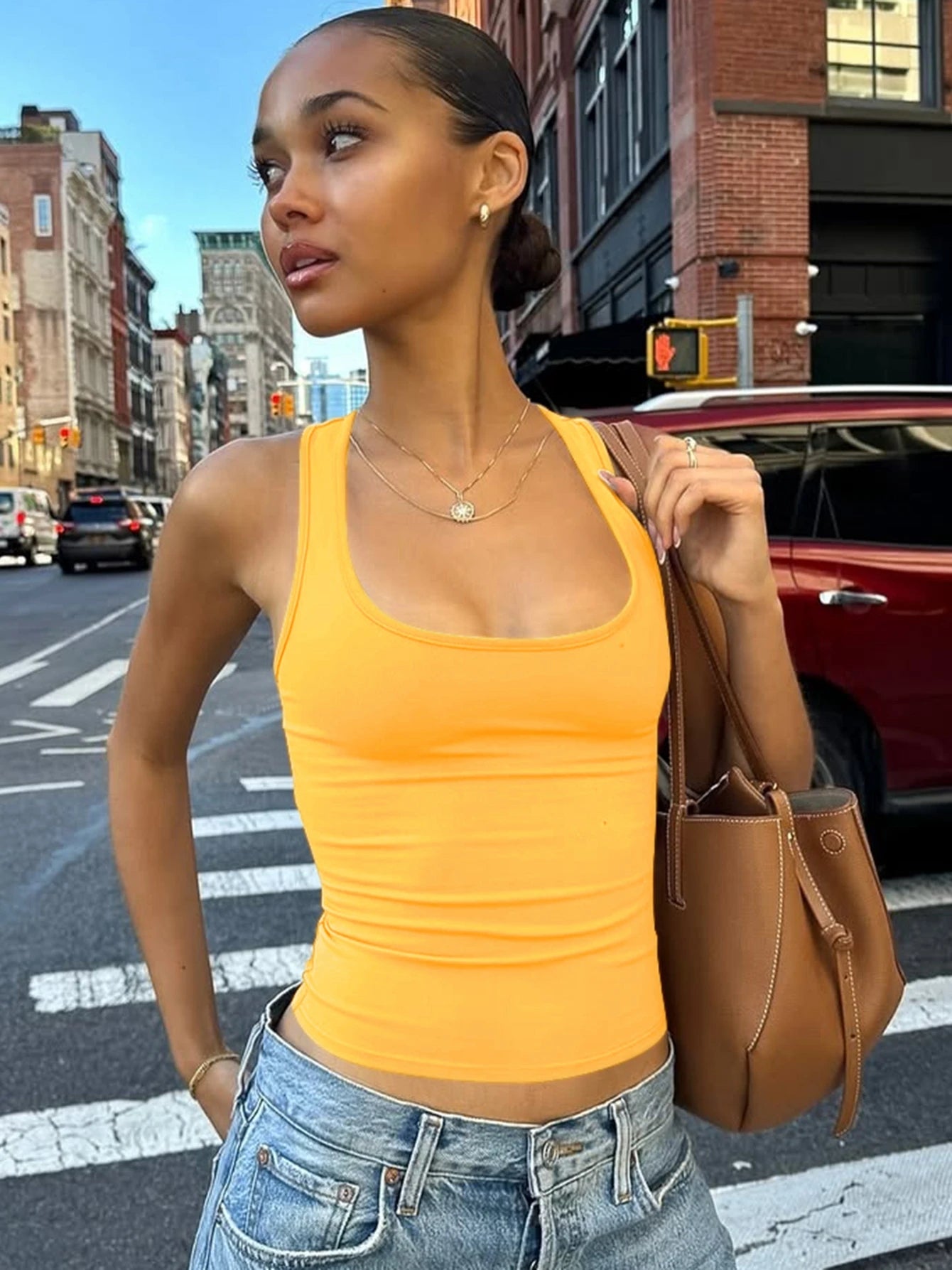 Crop top débardeur moulant uni