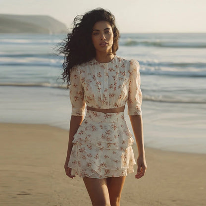 Robe courte légère à motifs