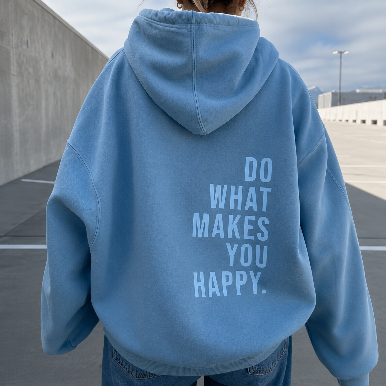 Sweat à capuche imprimé citation