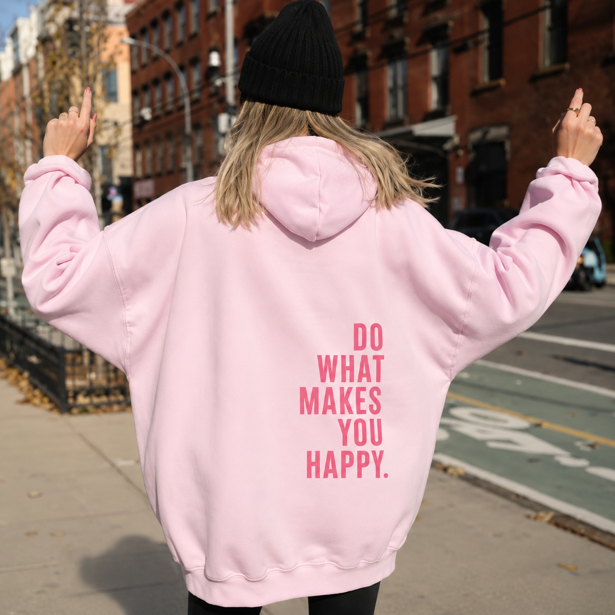 Sweat à capuche imprimé citation